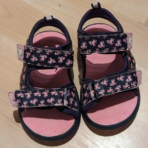 Enchanting Unicorn Velcro Sandals - Pink and Blue, Size 7, Gently Worn